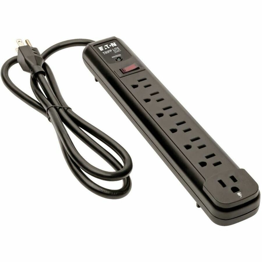 Eaton Tripp Lite Series Protect It! 7-Outlet Surge Protector, 6 Right-Angle Outlets, 4 ft. (1.22 m) Cord, 1080 Joules, Diagnostic LED, Black Housing TLP74RB