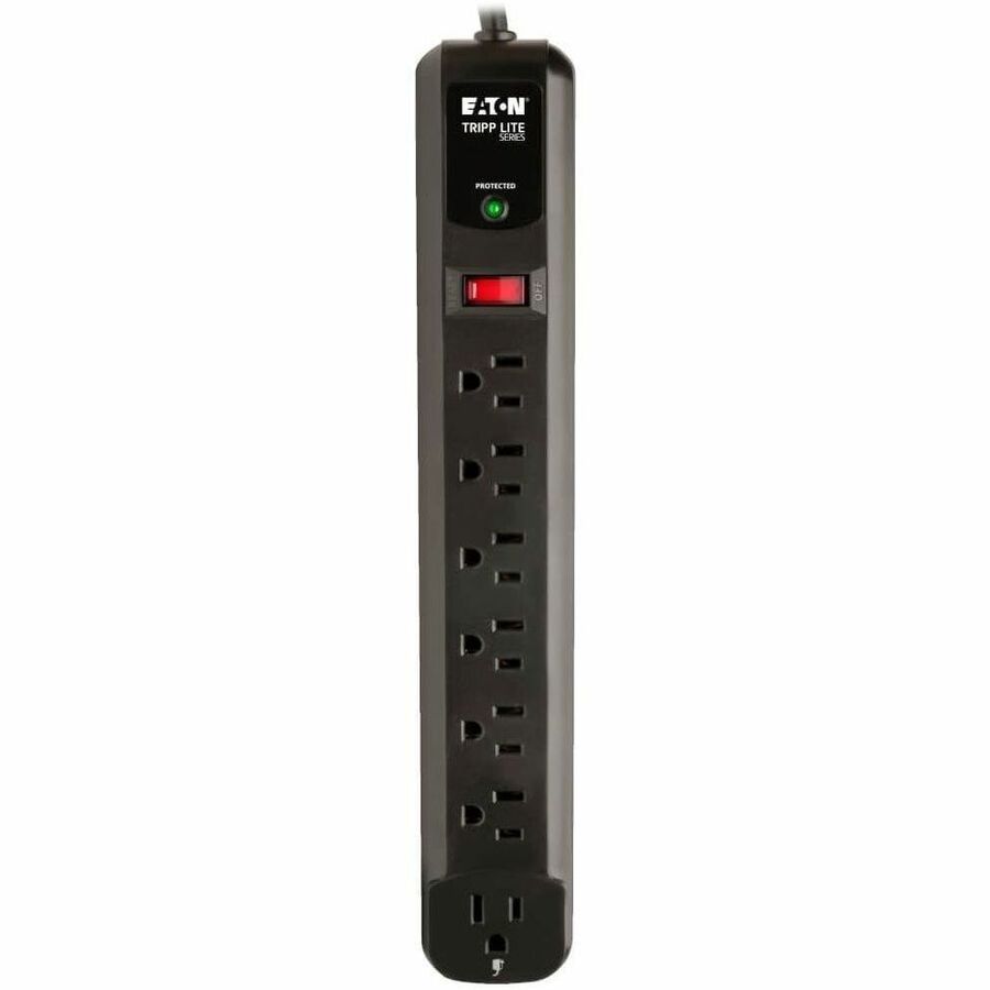 Eaton Tripp Lite Series Protect It! 7-Outlet Surge Protector, 6 Right-Angle Outlets, 4 ft. (1.22 m) Cord, 1080 Joules, Diagnostic LED, Black Housing TLP74RB