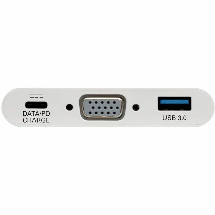 Eaton Tripp Lite Series USB-C to VGA Adapter with USB 3.x (5Gbps) Hub Ports and 60W PD Charging, White U444-06N-VU-C