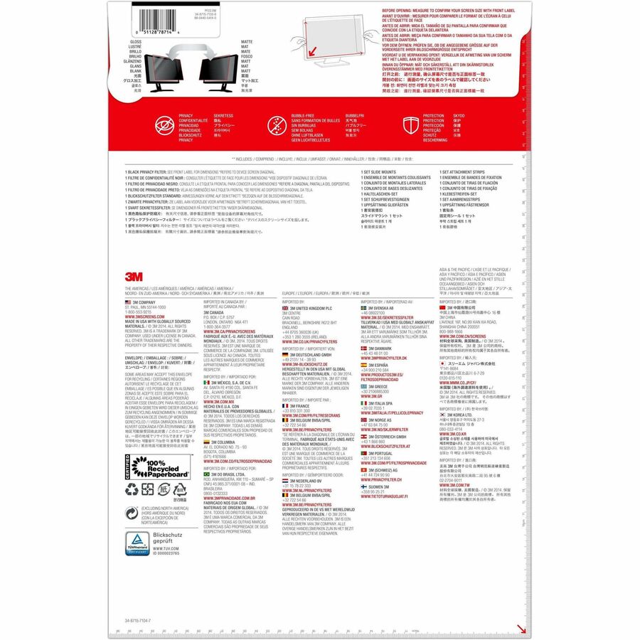 3M&trade; Privacy Filter for 22in Monitor, 16:10, PF220W1B PF220W1B