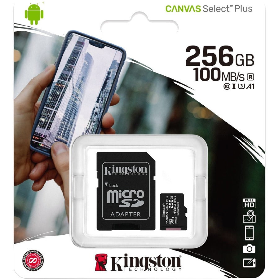 Kingston Canvas Select Plus SDCS2 256 GB Class 10/UHS-I (U3) microSDXC - 1 Pack SDCS2/256GB