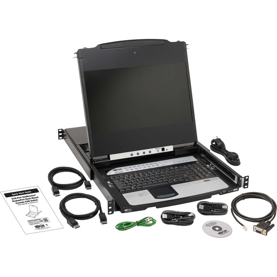 Tripp Lite by Eaton 8-Port NetDirector DisplayPort KVM Switch Console with 17 in. LCD, Dual Rail, 1U Rack-Mount, TAA B030-DP08-17D