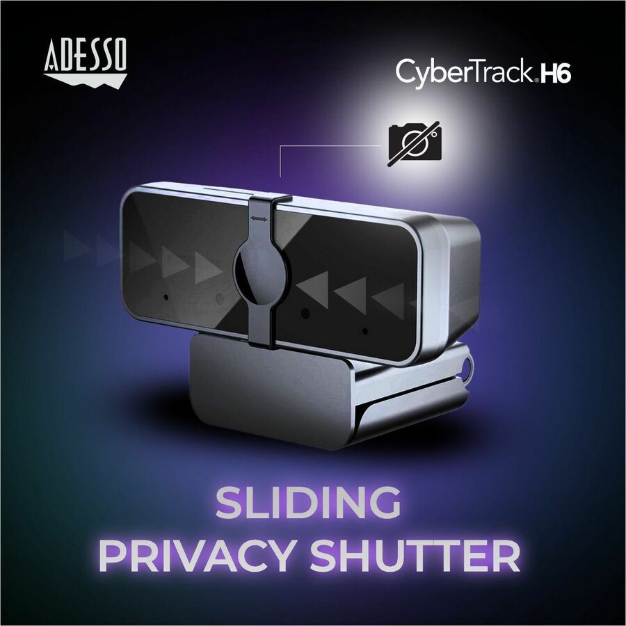 Adesso CyberTrack H6 4K Ultra HD Webcam - 8 Megapixel - 30 fps - USB 2.0 - Fixed Focus - Tripod mount - Privacy shutter CYBERTRACK H6