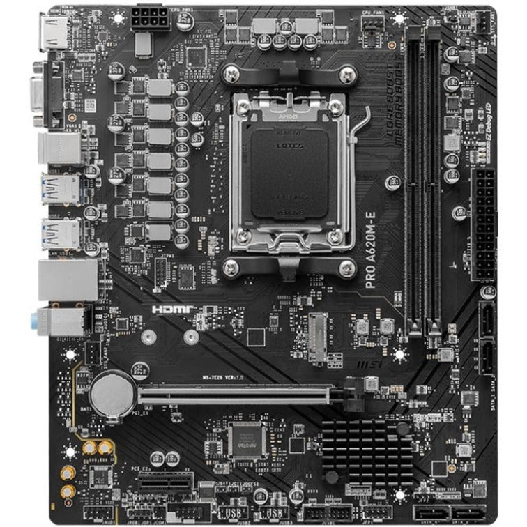 MSI Pro PRO A620M-E Gaming Desktop Motherboard - AMD A620 Chipset - Socket AM5 - Micro ATX PROA620ME