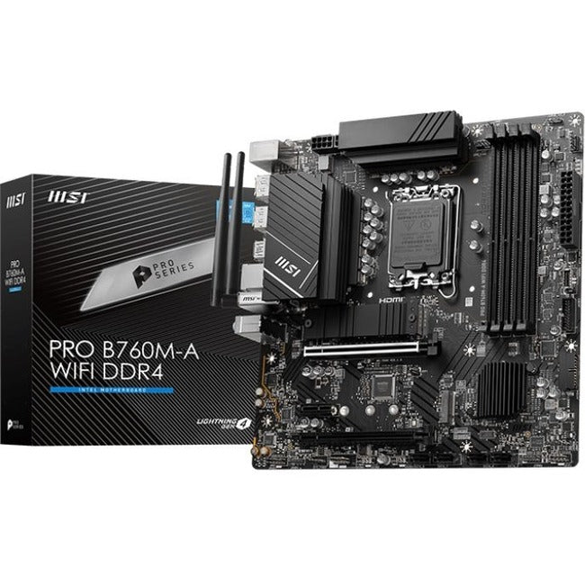 MSI Pro B760M-A WIFI DDR4 Gaming Desktop Motherboard - Intel B760 Chipset - Socket LGA-1700 - Micro ATX PROB760MAWID4