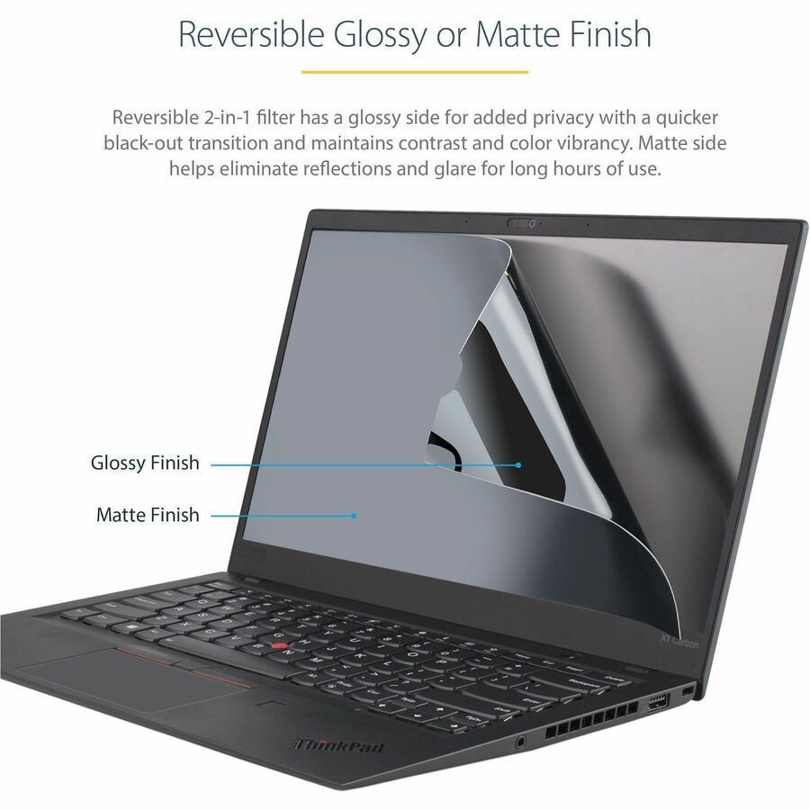 StarTech.com 14in Laptop Privacy Screen For 16:9 Displays, Anti-Glare Privacy Filter with 51% Blue Light Reduction, Matte/Glossy 14L-PRIVACY-SCREEN