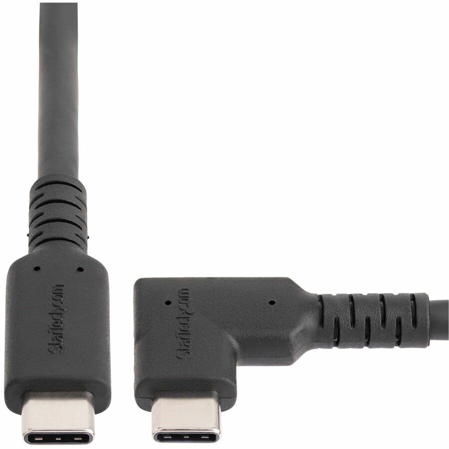 StarTech.com 1.6ft (50cm) Rugged Right Angle USB-C Cable, USB 3.2 Gen 2 (10 Gbps), USB C to C Data Transfer Cable, 100W PD, 4K 60Hz, 90 Degree USB-C Cable RUSB31CC50CMBR