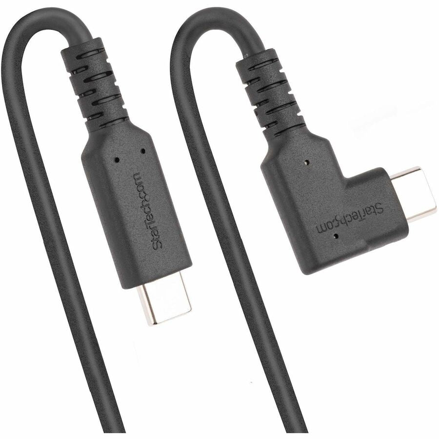 StarTech.com 1.6ft (50cm) Rugged Right Angle USB-C Cable, USB 3.2 Gen 2 (10 Gbps), USB C to C Data Transfer Cable, 100W PD, 4K 60Hz, 90 Degree USB-C Cable RUSB31CC50CMBR