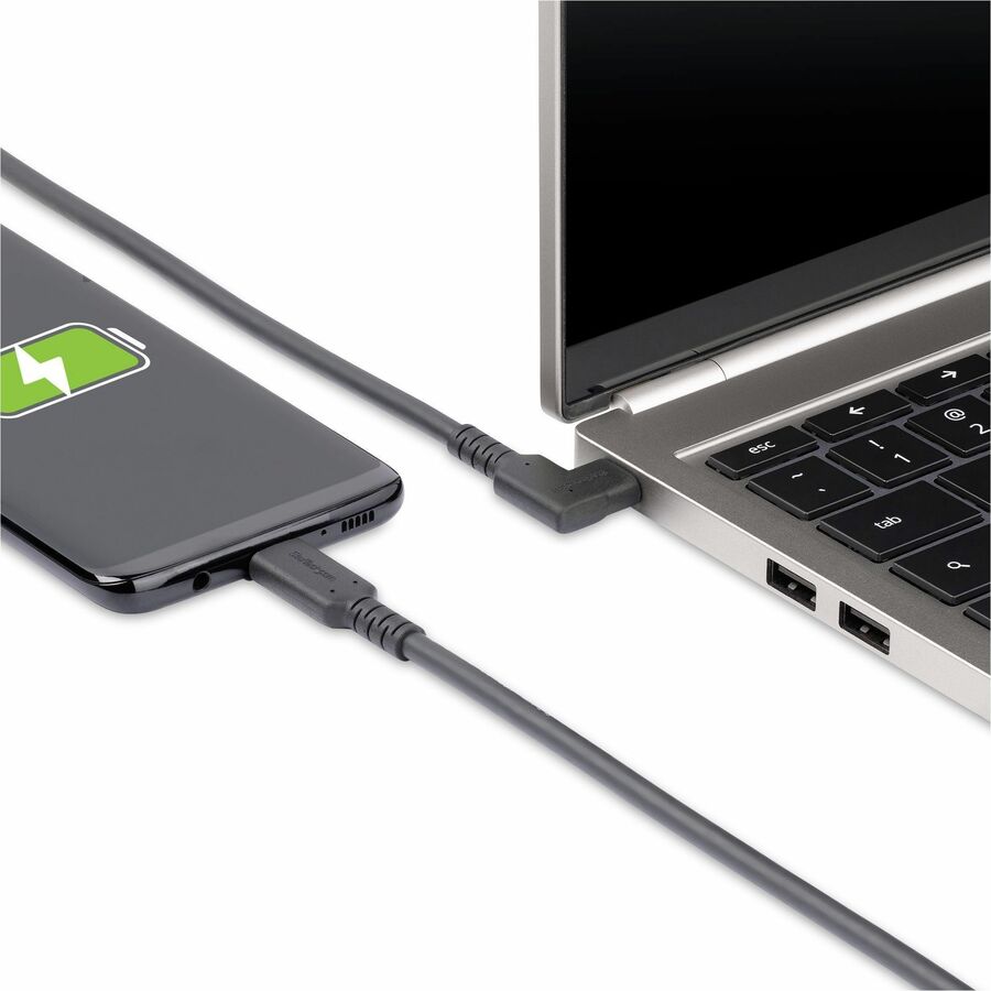 StarTech.com 1.6ft (50cm) Rugged Right Angle USB-C Cable, USB 3.2 Gen 2 (10 Gbps), USB C to C Data Transfer Cable, 100W PD, 4K 60Hz, 90 Degree USB-C Cable RUSB31CC50CMBR