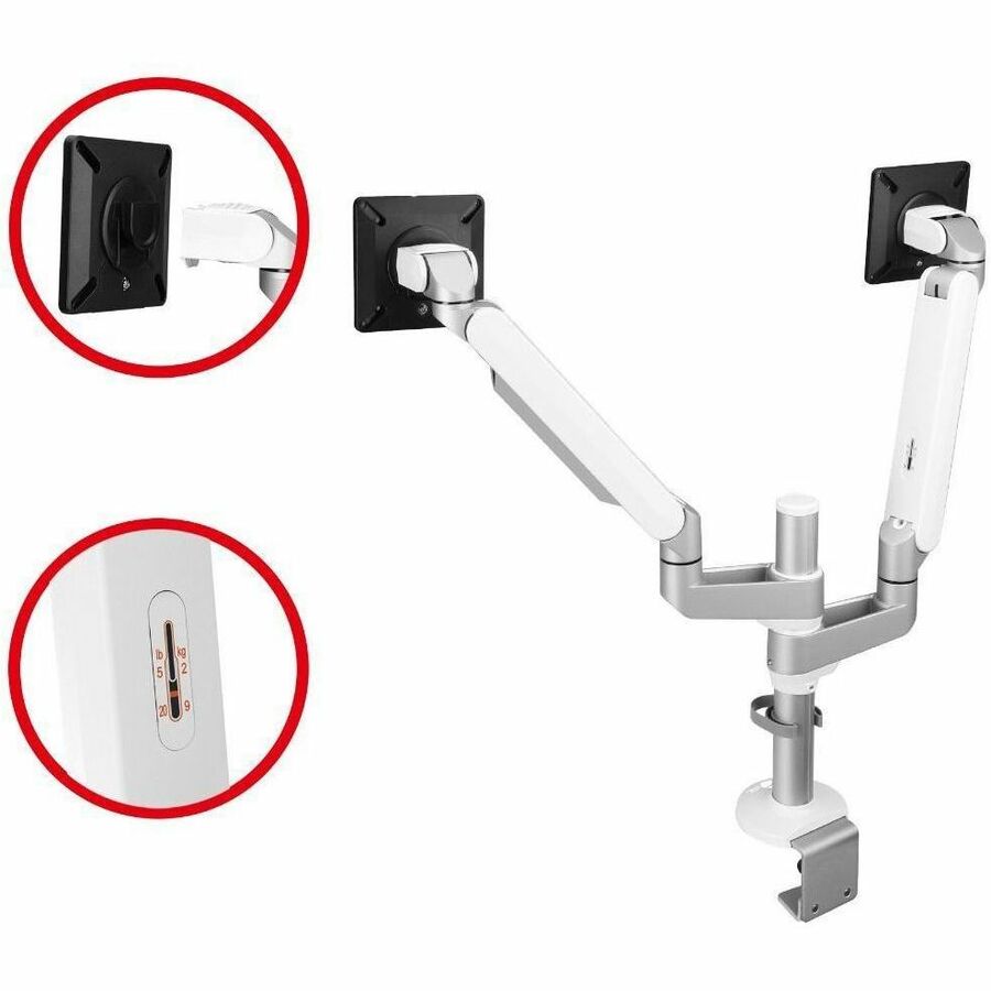 SIIG MTPRO Desk Mount Dual Monitor Arm - up to 32" Display, Max. Load 19.8 lbs, VESA 75/100mm, Mechanical Spring Design CE-MT3W11-S1