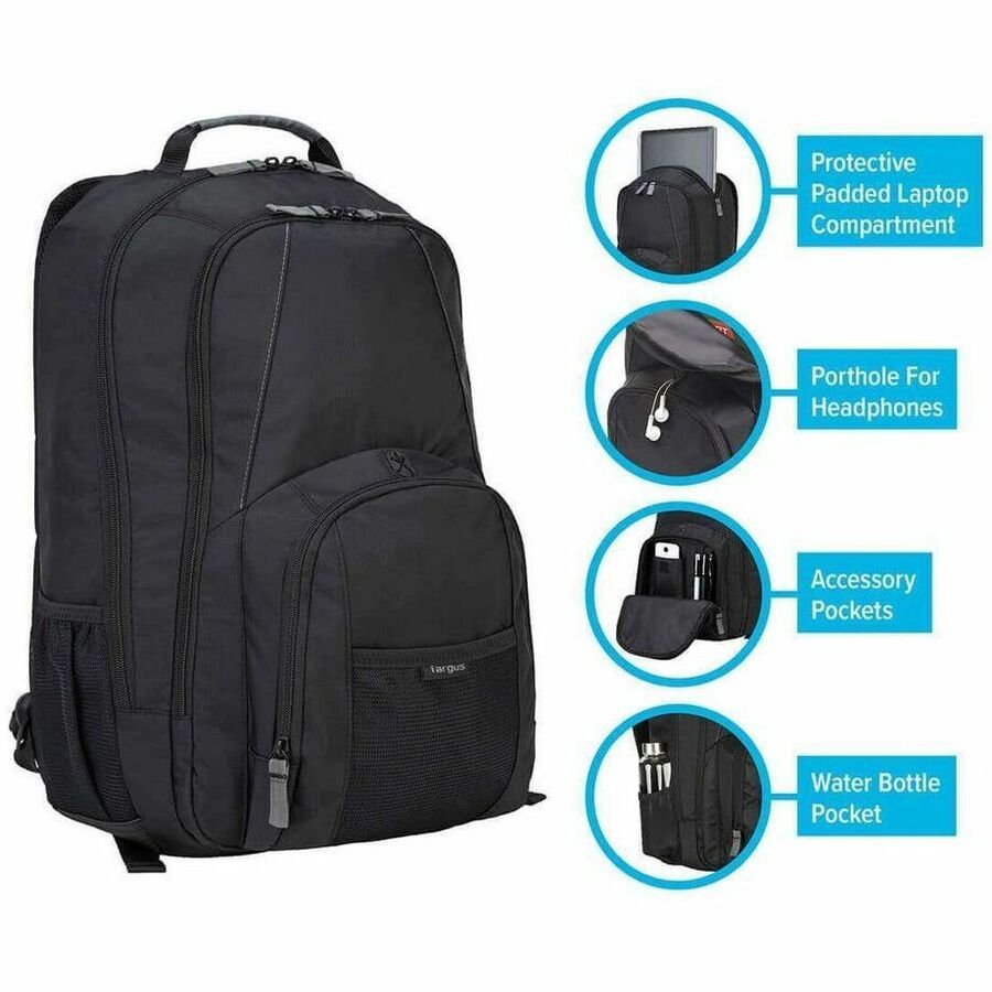 Targus Groove CVR617 Carrying Case (Backpack) for 17" Notebook - Black - TAA Compliant CVR617