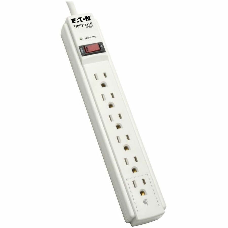 Eaton Tripp Lite Series Protect It! 6-Outlet Surge Protector, 6 ft. Cord, 790 Joules, Diagnostic LED, Light Gray Housing TLP606
