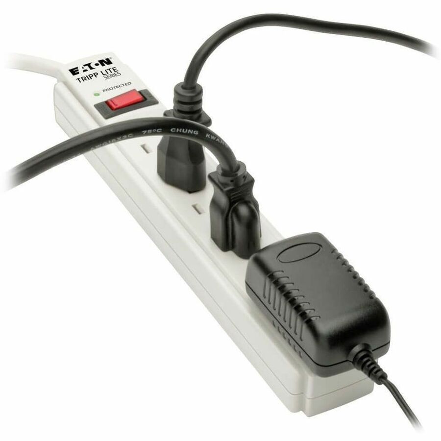 Eaton Tripp Lite Series Protect It! 6-Outlet Surge Protector, 6 ft. Cord, 790 Joules, Diagnostic LED, Light Gray Housing TLP606