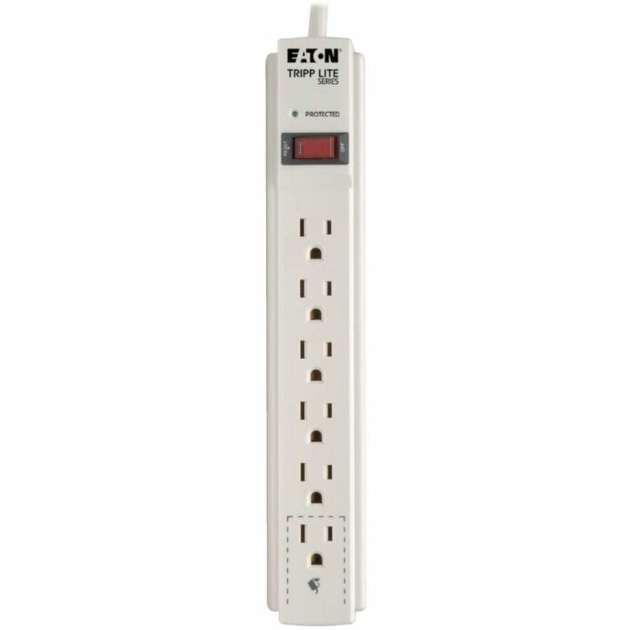 Eaton Tripp Lite Series Protect It! 6-Outlet Surge Protector, 6 ft. Cord, 790 Joules, Diagnostic LED, Light Gray Housing TLP606