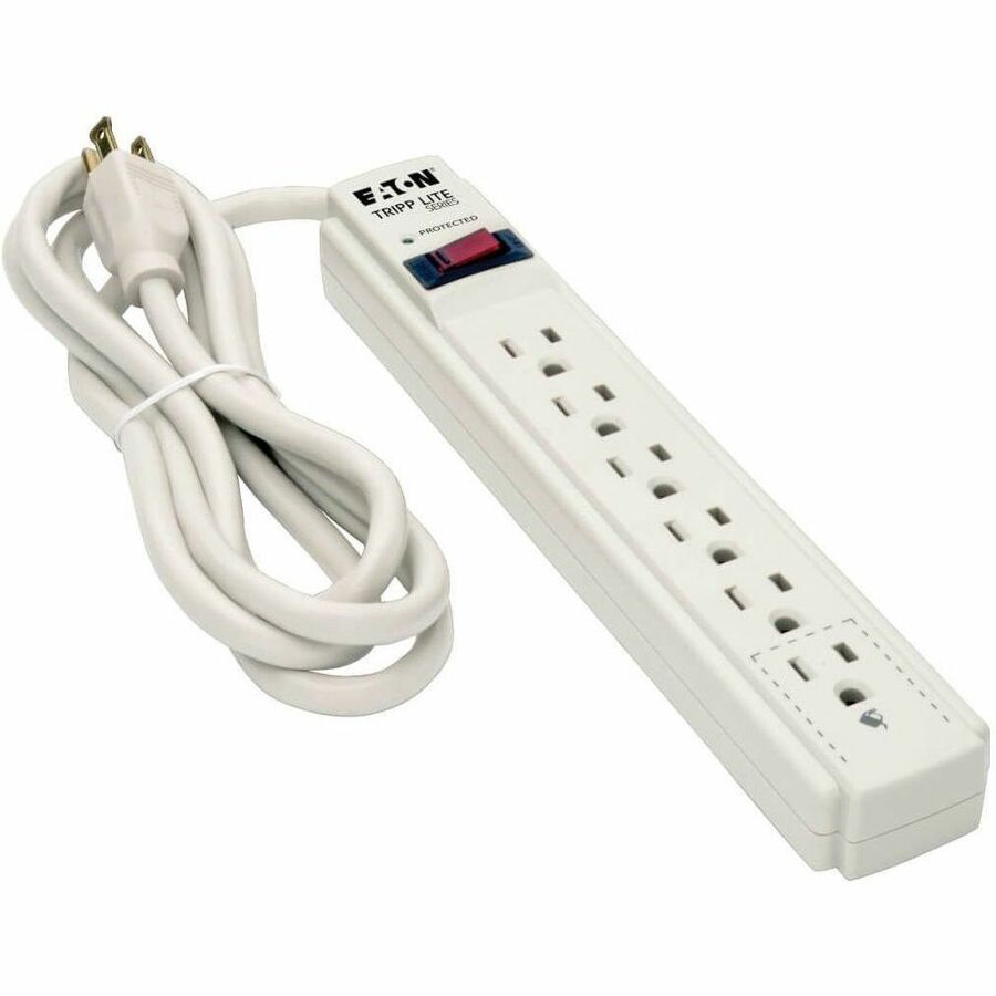 Eaton Tripp Lite Series Protect It! 6-Outlet Surge Protector, 6 ft. Cord, 790 Joules, Diagnostic LED, Light Gray Housing TLP606
