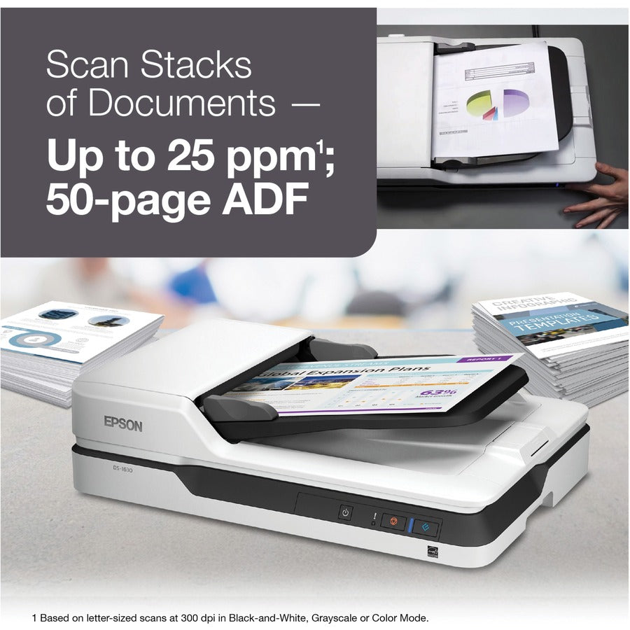 Epson WorkForce DS-1630 Flatbed Scanner - 1200 dpi Optical B11B239201