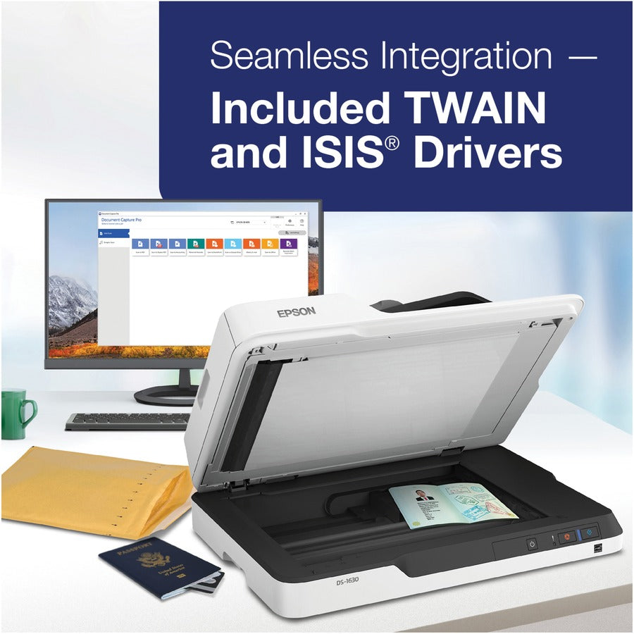 Epson WorkForce DS-1630 Flatbed Scanner - 1200 dpi Optical B11B239201