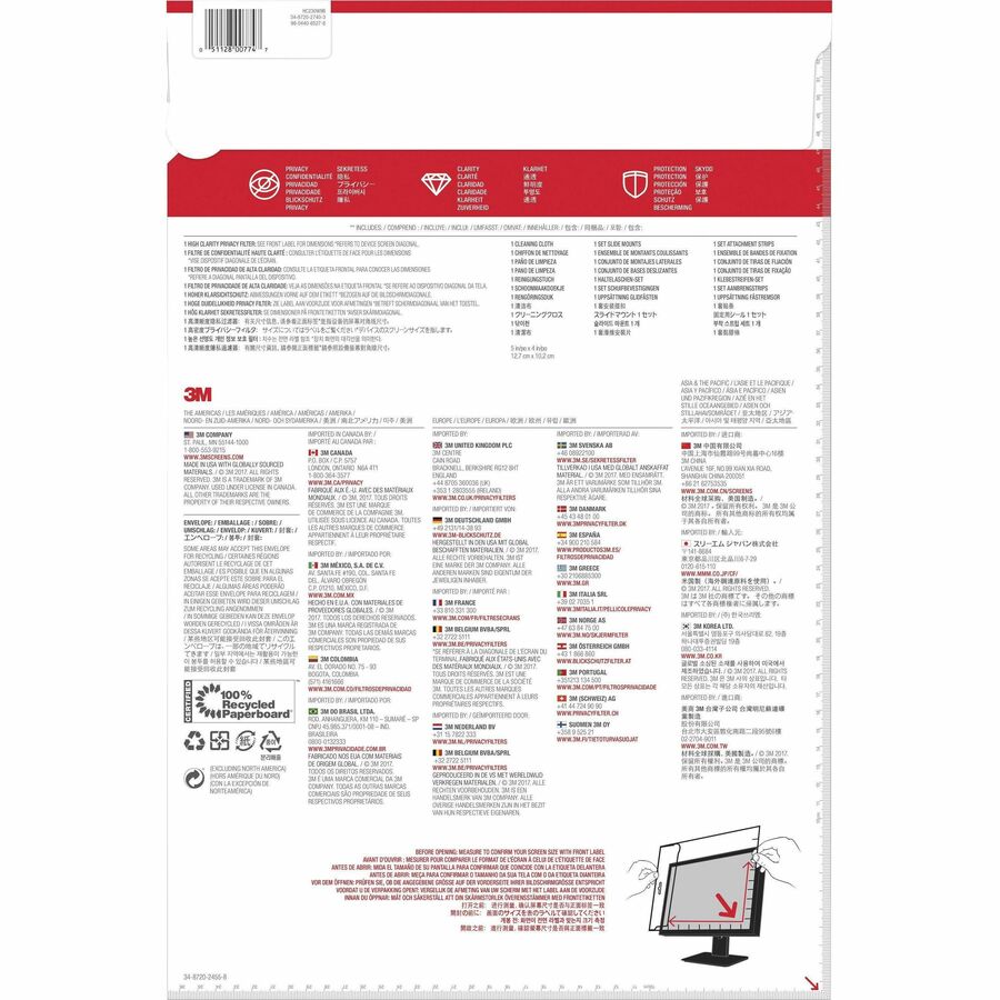 3M&trade; High Clarity Privacy Filter for 23in Monitor, 16:9, HC230W9B