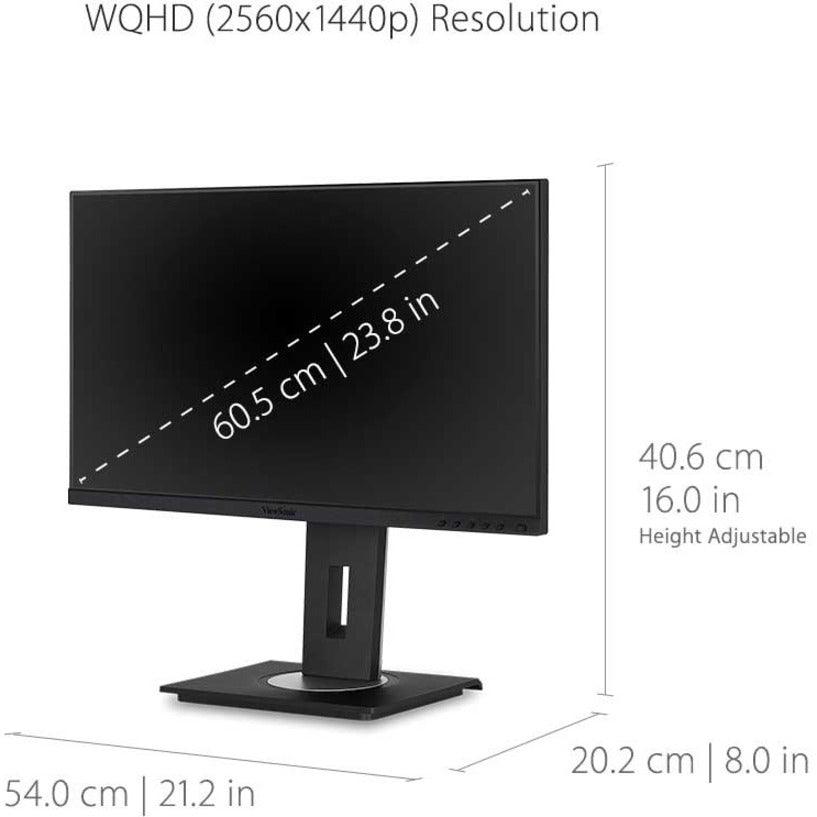 ViewSonic VG2455-2K 24 Inch IPS 1440p Monitor with USB C, HDMI, DisplayPort and 40 Degree Tilt Ergonomics for Home and Office VG2455-2K