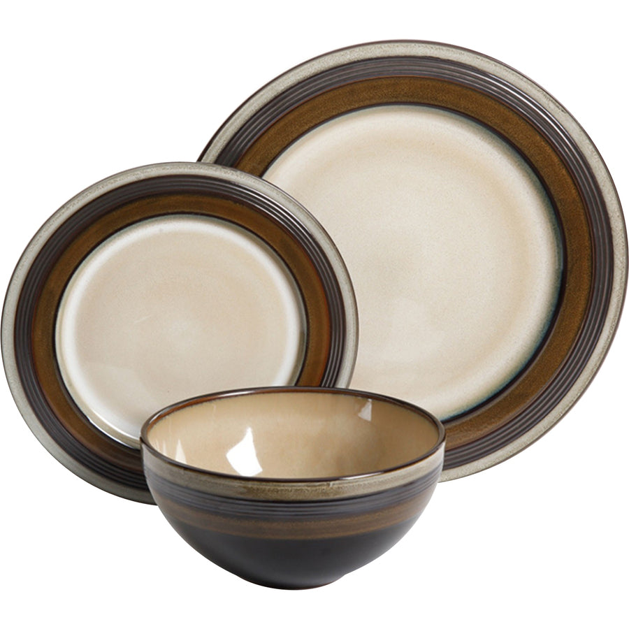 Gibson Elite Everston 12 Piece Dinnerware Set, Brown 116868.12r