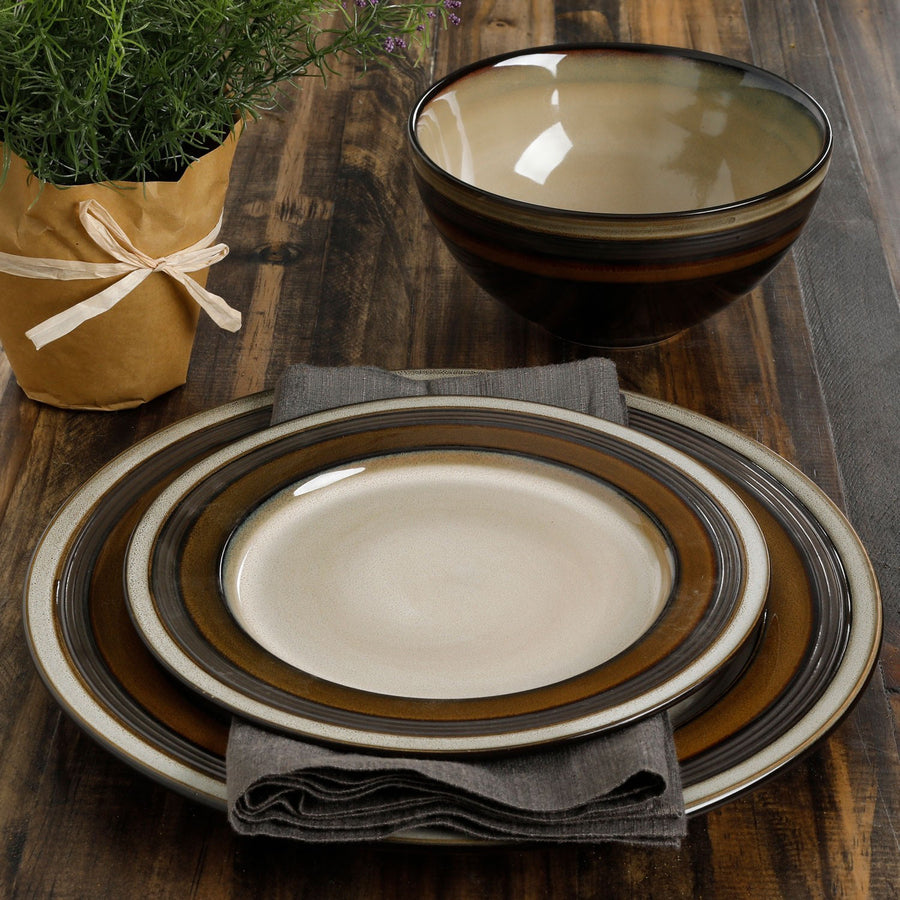 Gibson Elite Everston 12 Piece Dinnerware Set, Brown 116868.12r