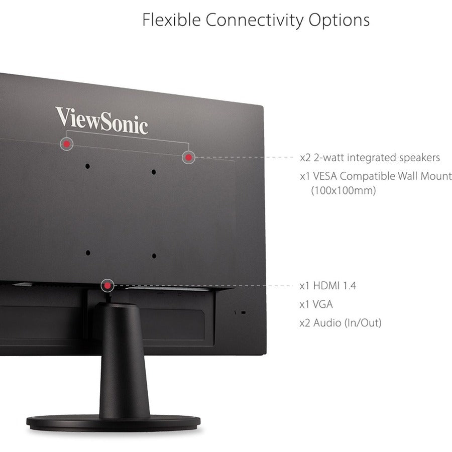 ViewSonic VA2447-MH 24 Inch Full HD 1080p Monitor with 100Hz, Ultra-Thin Bezel, AMD FreeSync, Eye Care, and HDMI, VGA Inputs for Home and Office VA2447-MH