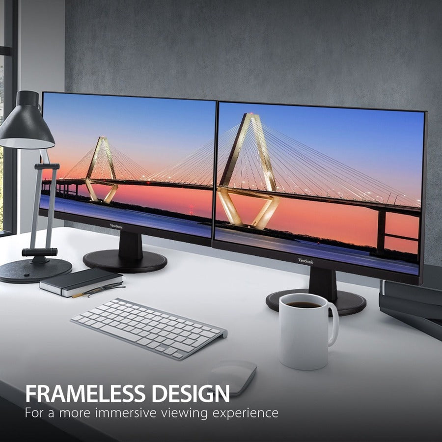 ViewSonic VA2447-MH 24 Inch Full HD 1080p Monitor with 100Hz, Ultra-Thin Bezel, AMD FreeSync, Eye Care, and HDMI, VGA Inputs for Home and Office VA2447-MH