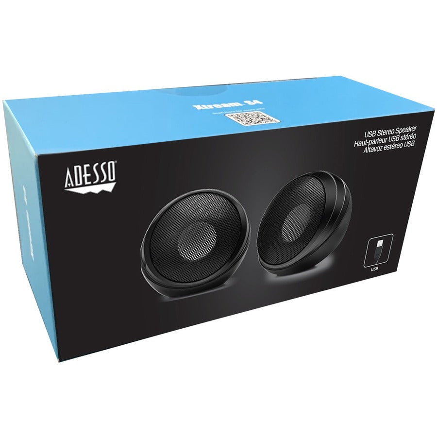 Adesso Xtream S4 USB-Powered Desktop Computer Speaker with Dynamic Sound - 5W x 2 XTREAM S4