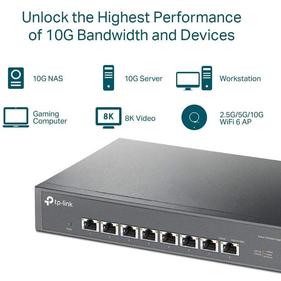 TP-Link TL-SX1008 - 8 Port 10G/Multi-Gig Unmanaged Ethernet Switch TL-SX1008