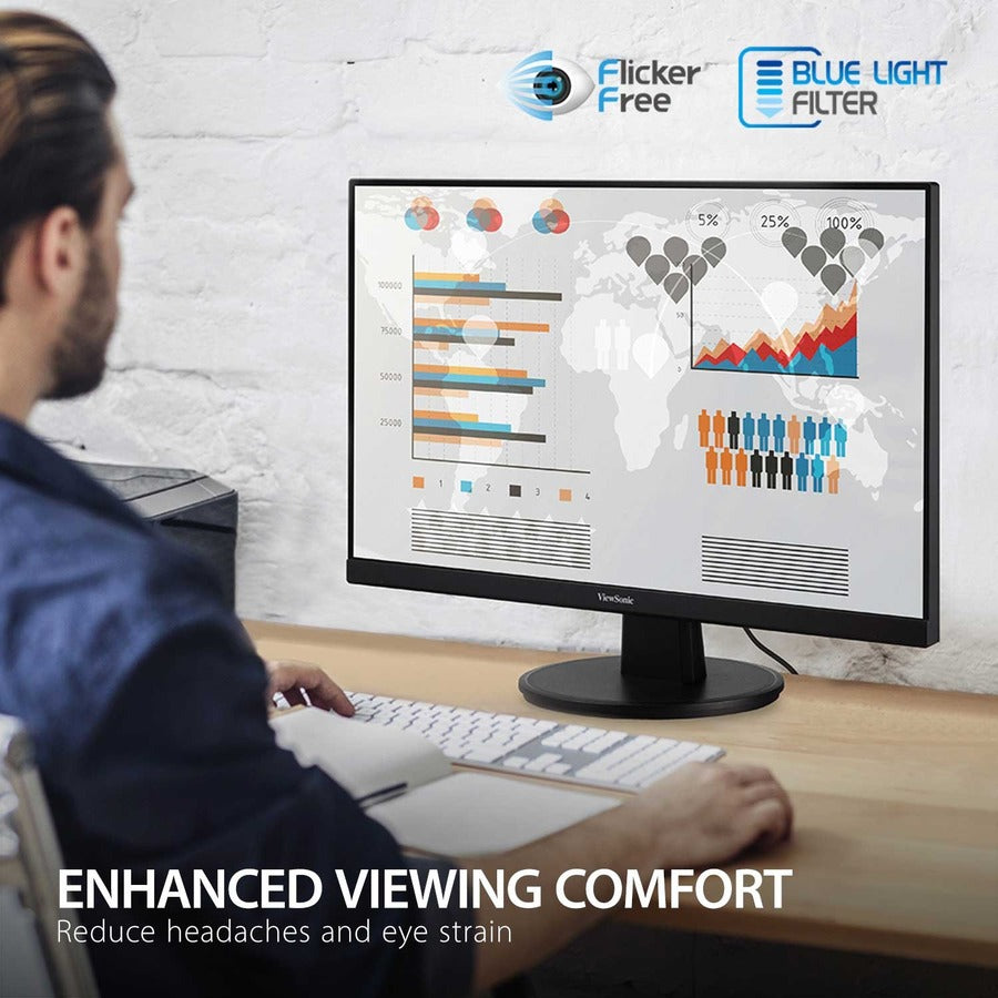 ViewSonic VA2247-MH 22 Inch Full HD 1080p Monitor with 100Hz, FreeSync, Ultra-Thin Bezel, Eye Care, HDMI, VGA Inputs for Home and Office VA2247-MH