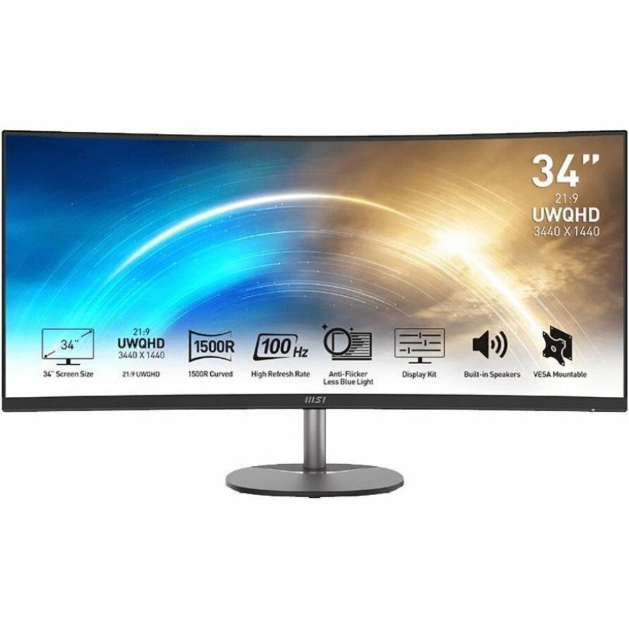 MSI Pro MP341CQ 34" Class UW-QHD Curved Screen LCD Monitor - 21:9 PROMP341CQ