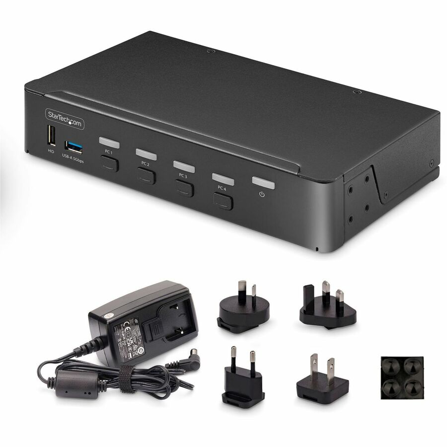StarTech.com 4-Port DisplayPort KVM Switch, Single 4K 60Hz Monitor, 6x USB Ports, Hotkey & Push-Button Switching, TAA Compliant P4AD122-KVM-SWITCH