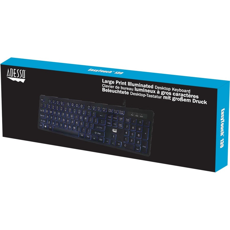 Adesso Large Print Illuminated Desktop Keyboard AKB-139EB