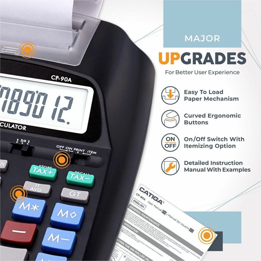 Adesso CP-90AB 12 Digits Printing Calculator (Black) CP-90AB