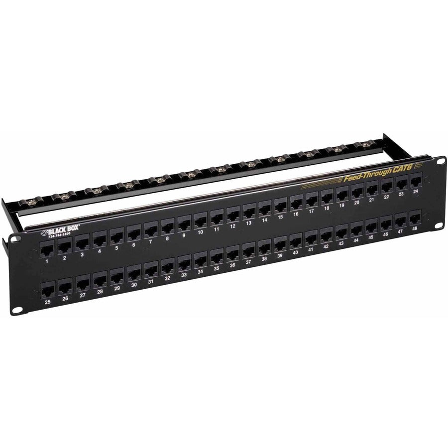Black Box CAT6 Feed-Through Patch Panel - 2U, Unshielded, 48-Port JPM820A