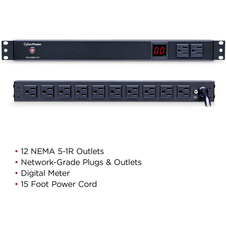 CyberPower PDU15M2F10R 100 - 125 VAC 15A Metered PDU PDU15M2F10R