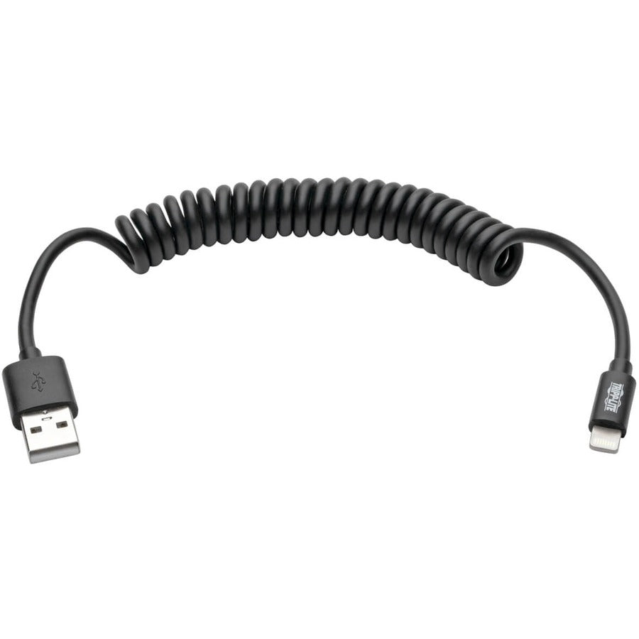 Eaton Tripp Lite Series USB-A to Lightning Sync/Charge Coiled Cable (M/M) - MFi Certified, Black, 4 ft. (1.2 m) M100-004COIL-BK