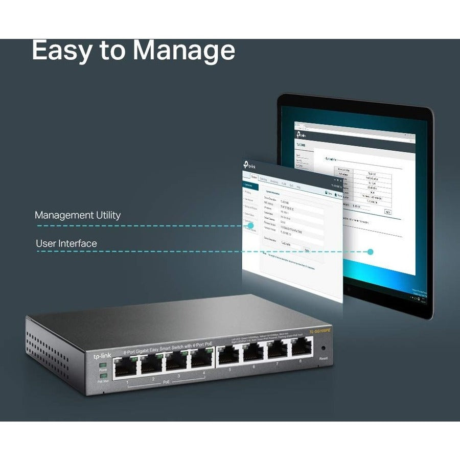 TP-Link TL-SG108PE - 8-Port Gigabit Easy Smart Switch with 4-Port PoE TL-SG108PE