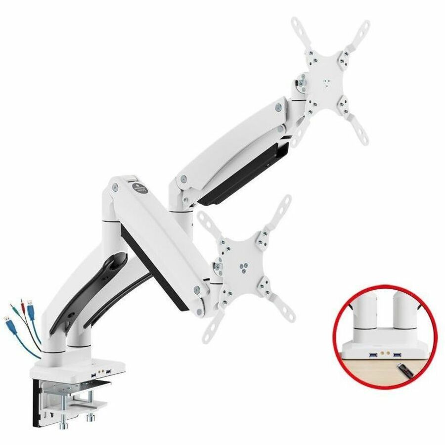 SIIG Dual Monitor Aluminum Heavy Duty Desk Mount with USB and Audio Ports CE-MT3211-S1