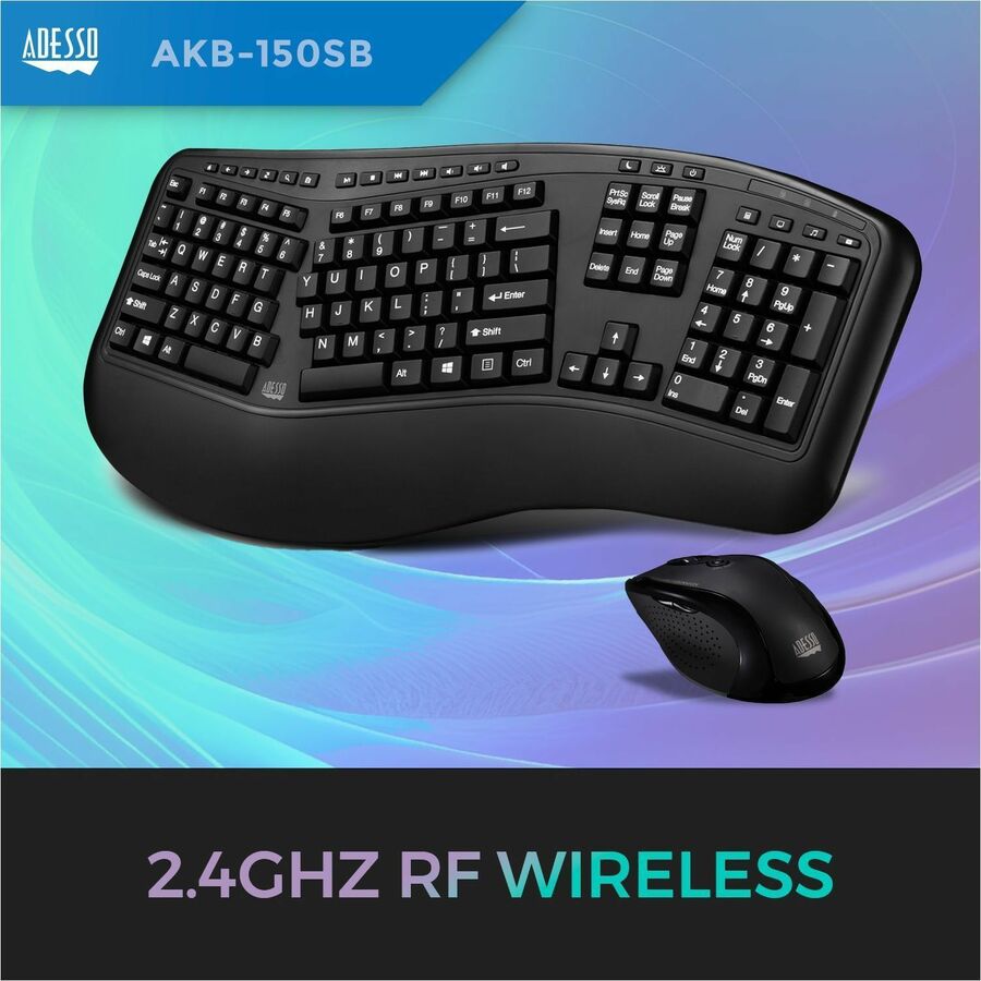 Adesso Desktop Ergonomic Smart Card Reader Keyboard (TAA Compliant) AKB-150SB-TAA
