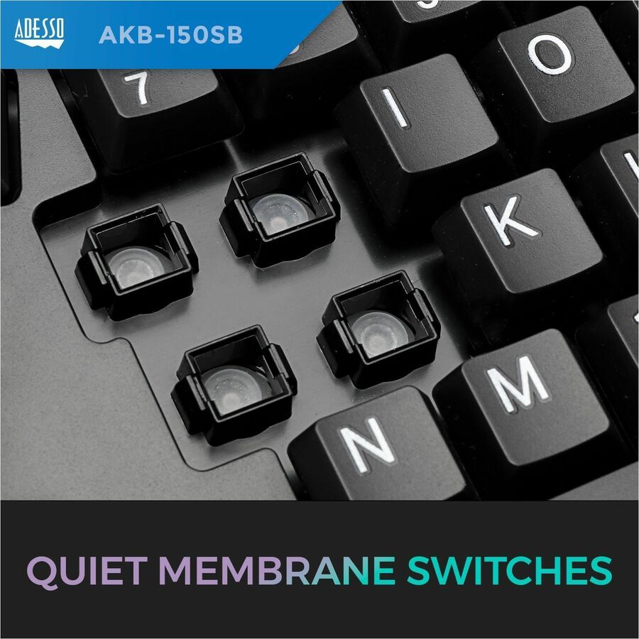 Adesso Desktop Ergonomic Smart Card Reader Keyboard (TAA Compliant) AKB-150SB-TAA