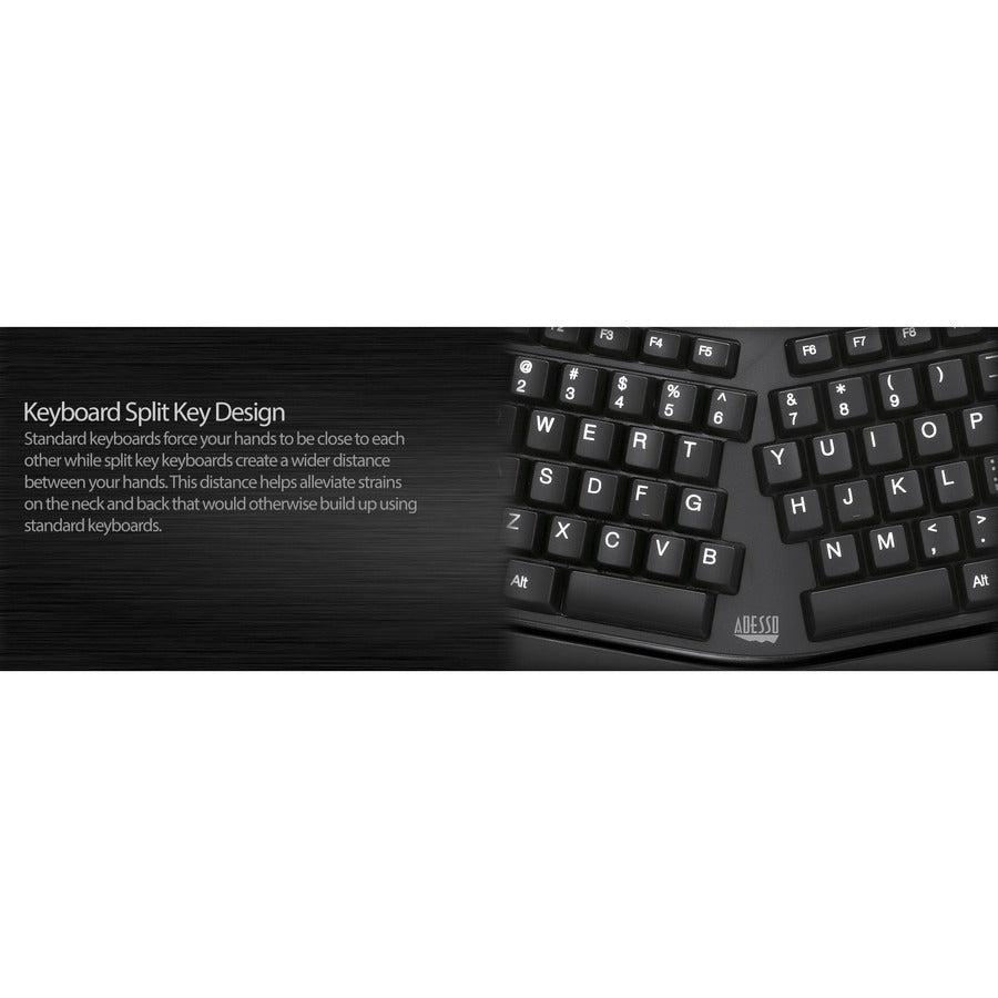 Adesso Desktop Ergonomic Smart Card Reader Keyboard (TAA Compliant) AKB-150SB-TAA