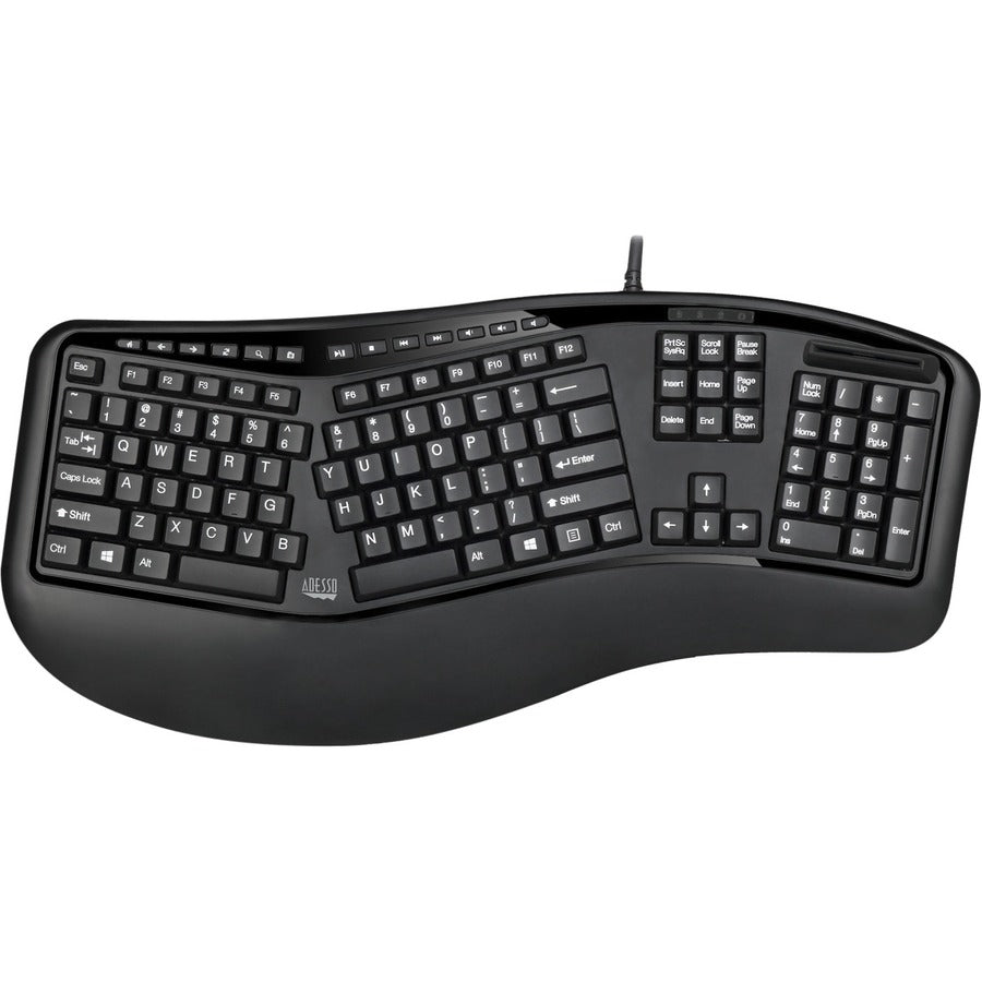 Adesso Desktop Ergonomic Smart Card Reader Keyboard (TAA Compliant) AKB-150SB-TAA