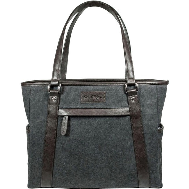 Urban Laptop Tote - Charcoal w/Brown Trim. METMS52