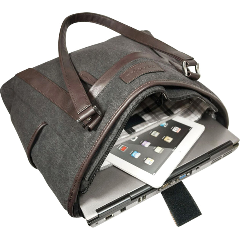Urban Laptop Tote - Charcoal w/Brown Trim. METMS52