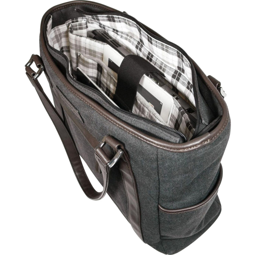 Urban Laptop Tote - Charcoal w/Brown Trim. METMS52