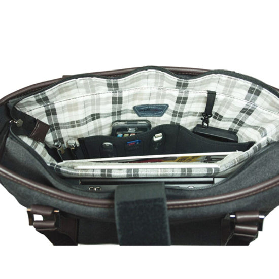 Urban Laptop Tote - Charcoal w/Brown Trim. METMS52