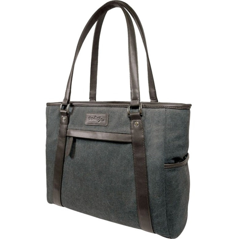 Urban Laptop Tote - Charcoal w/Brown Trim. METMS52