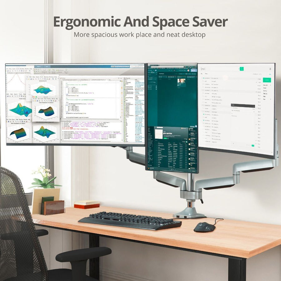 SIIG Triple Monitor Aluminum Gas Spring Desk Mount CE-MT3611-S1