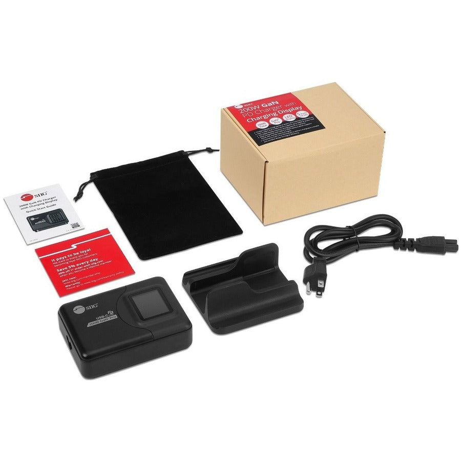 SIIG 200W GaN PD Charger with Charging Display- 3C2A AC-PW1Y11-S1